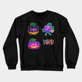 Halloween Purple Jack O' Lantern Sticker Pack Crewneck Sweatshirt